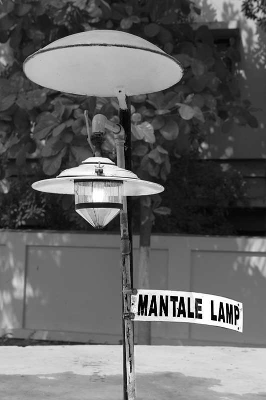 A mantle lamp lighted by biogas at the community toilet-cum-bath complex constructed by Sulabh International in Shirdi, Maharashtra
